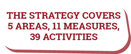 the strategy covers 5 areas, 11 measures, 39 activities