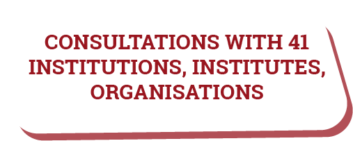 consultations with 41 institutions, institutes, organisations